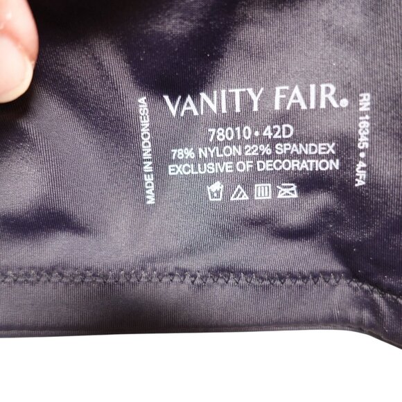NWT Vanity Fair Beauty Back Non-Padded Bra Sz 42D Midnight Black Underwire - Picture 11 of 11